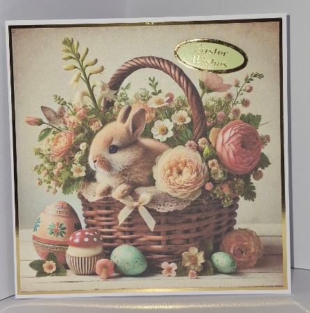 Vintage Easter Floral Basket with Bunny by Jean-Marie Penny