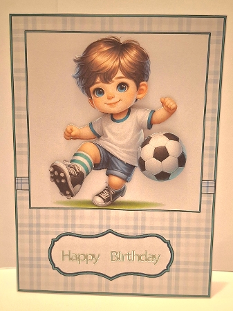 Boy Playing Football Card Front, Topper and Decoupage by Jean-Marie Penny