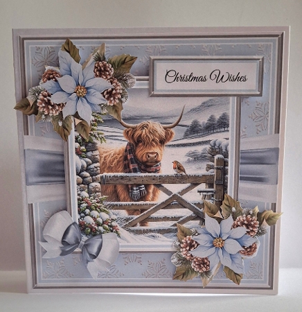 Highland Cow & Robin Card Front & Topper Kit by Jean-Marie Penny