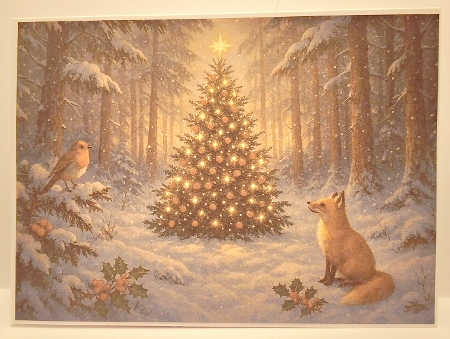 Beautiful Christmas Woodland Scene A4 Landscape. by Jean-Marie Penny