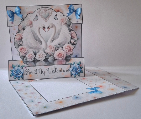 Swans in Love Valentine Card Making Kit – Elegant Swan Couple Love Card – Floral Romantic Valentine Kit by Jean-Marie Penny