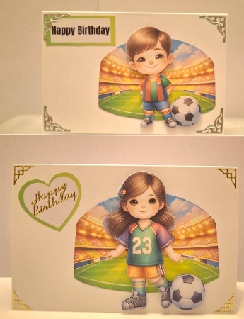 Cute Football Kids 3D Decoupage A4 – Boy & Girl Soccer Birthday Card Kit by Jean-Marie Penny