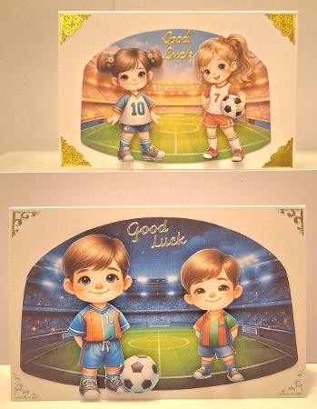 Cute Football Kids A4 3D Decoupage – Soccer Boys & Girls with Stadium Backgrounds Featured Gallery Photo