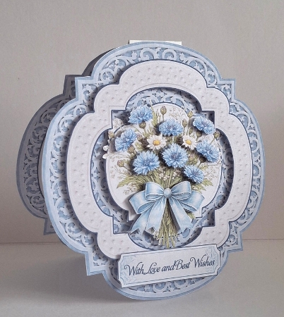 Elegant Blue & White Floral Just for You Card Front by Jean-Marie Penny