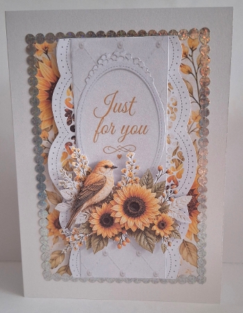 Sunflower & Little Bird Just for You Card Topper by Jean-Marie Penny
