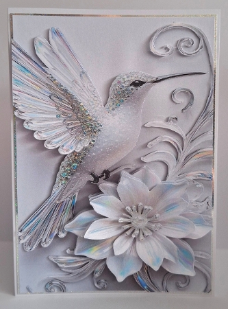 Lovely Rainbow Kingfisher With Diamonds & Flowers A4 by Jean-Marie Penny