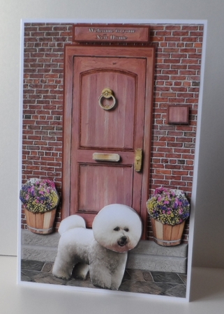 Bichon Frise Door Step Scene by Jean-Marie Penny