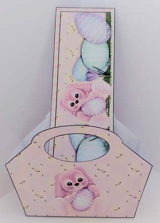 Pink Easter Bunny Gift Basket with Topper/bookmark 2 by Jean-Marie Penny