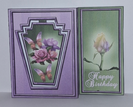 Roses Happy Birthday Aperature Card by Jean-Marie Penny