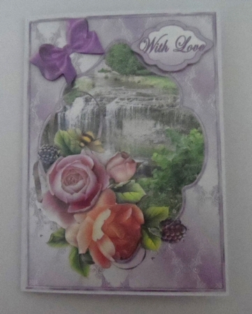 English Roses and Waterfall Insert by Jean-Marie Penny