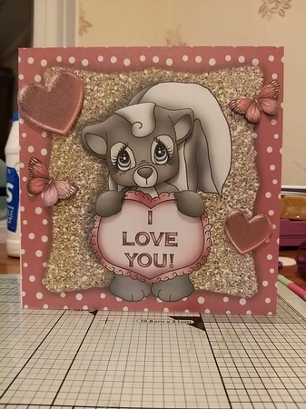 Cute Valentines Skunk with "i Love You Heart" 8x8 by Jean-Marie Penny