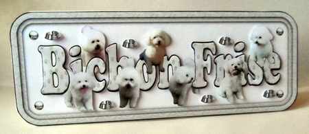 Bichon Frise Name Sign 3D Decoupage by Jean-Marie Penny