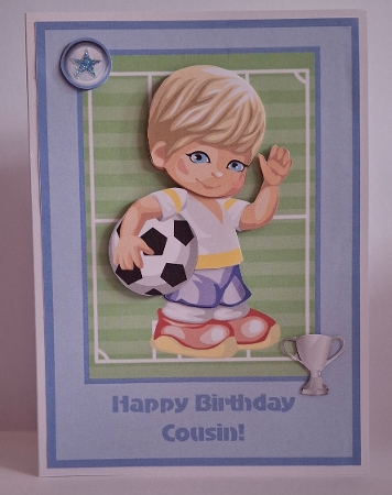 Little Football Boy Topper & Decoupage Birthday Cousin by Jean-Marie Penny