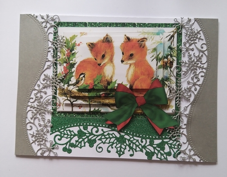 Cute Foxes with Robin and Holly in Sparkle Frame, Pyramids by Jean-Marie Penny