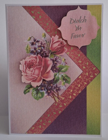 Vintage Victoiran Pink Roses & Violets All Occasion Card by Jean-Marie Penny