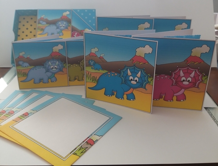 3D Top Drawer Cards Bumper Kit  -  Cute Dinosaurs Sly, Tooth, Deviant & Fetch by Jean-Marie Penny