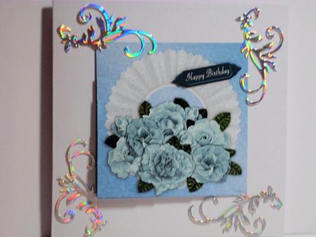 Blue Roses and Lace Corner Pyramid by Jean-Marie Penny