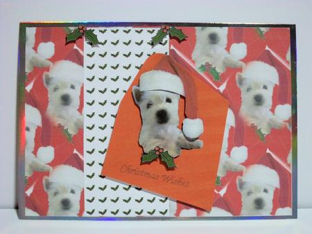 Westie Puppy in a Christmas Envelope Decoupage by Jean-Marie Penny