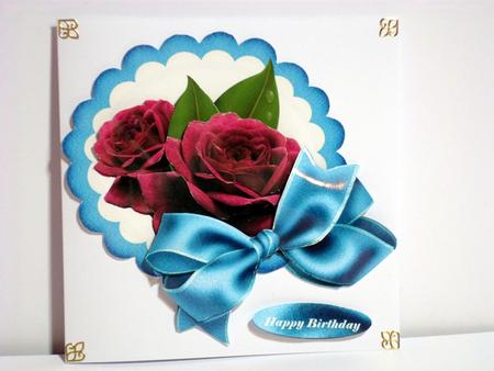 Blue Parfait Rose with Bow by Jean-Marie Penny