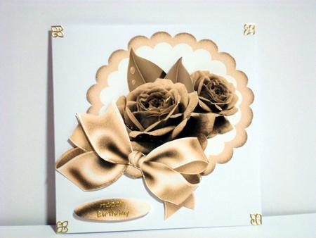 Sepia Parfait Rose with Bow by Jean-Marie Penny