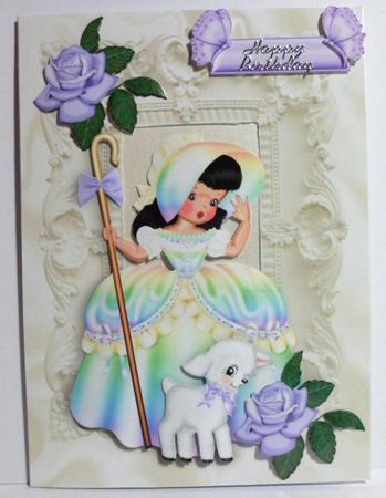Little Rainbow Bo Peep with Little Lamb and Roses in Frame by Jean-Marie Penny