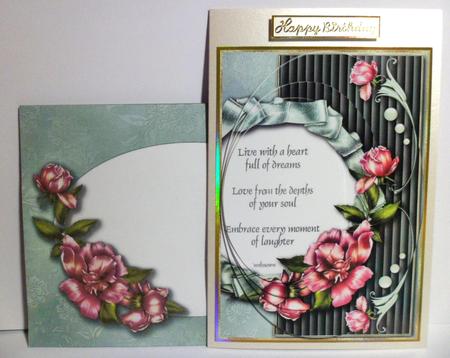 Roses Off-center Pyramid Card Topper Kit by Jean-Marie Penny