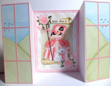 Pretty in Pink Bo Peep with Her Lamb, French Gatefold by Jean-Marie Penny