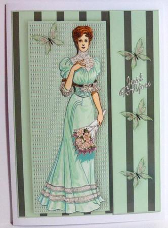 Vintage Lady Flowers and Butterflies by Jean-Marie Penny