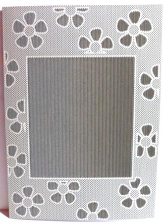 Black Grey A5 Lace Daisy Sq Frame Blank Card by Jean-Marie Penny