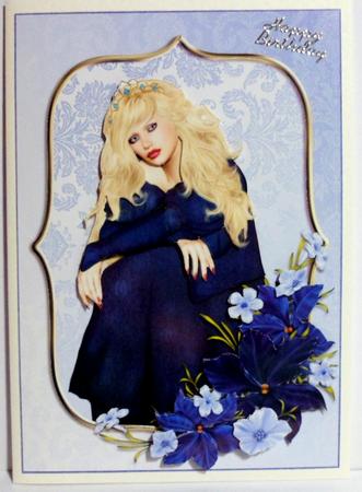 Lady in Blue Card Front and Decoupage by Jean-Marie Penny
