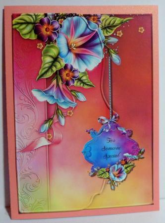 Morning Glories Fancy Edge Faux Envelope Card by Jean-Marie Penny