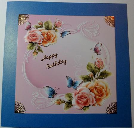 8x8 Shimmering Roses and Butterflies by Jean-Marie Penny