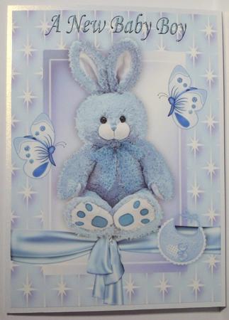 Baby Boy, Little Blue Bunny with Butterflies in Star Frame by Jean-Marie Penny