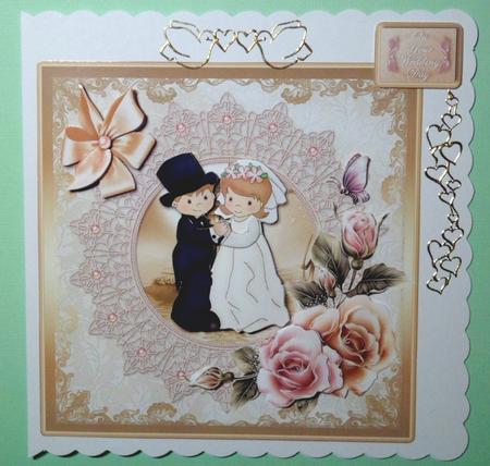 Cute Wedding Couple with Roses Card Front by Jean-Marie Penny