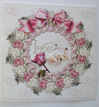 8x8 Love Swans with Roses by Jean-Marie Penny