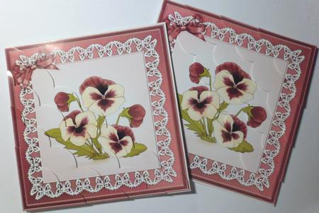 8 x 8 Pansy on Butterfly Lace Kit with Scalloped Corners by Jean-Marie Penny