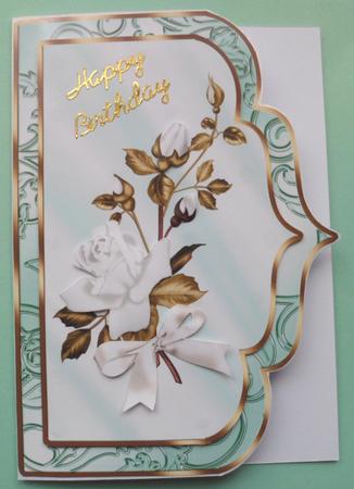 Elegant Scalloped Card Front with White Roses by Jean-Marie Penny
