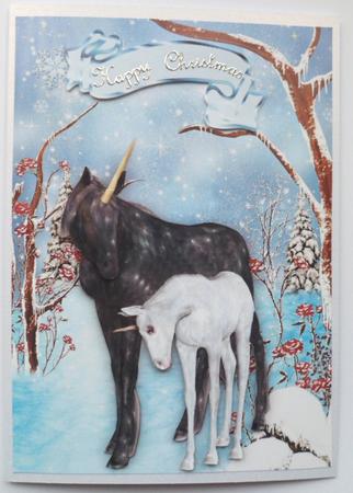 Unicorns in Snow Scene by Jean-Marie Penny