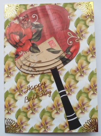 Red Rose Swirl Fan Decoupage Topper Sheet by Jean-Marie Penny