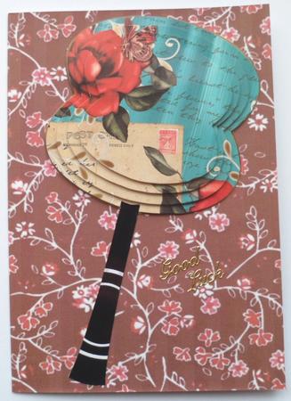 Teal Rose Swirl Fan Decoupage Topper Sheet by Jean-Marie Penny