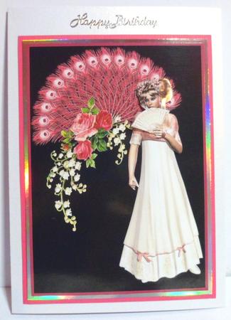 Fans and Roses - Card Front with Decoupage by Jean-Marie Penny