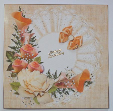 8x8 Ivory and Peach Floral by Jean-Marie Penny