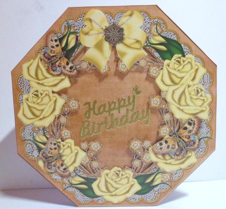 Lemon Roses Coffee Lace Octagon 8inch Frame Sheet by Jean-Marie Penny