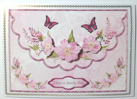 Pink Posy Mock Envelope Card Front by Jean-Marie Penny
