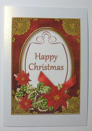 Red Poinsettia Happy Christmas Oval 7x5in Step by Step by Jean-Marie Penny