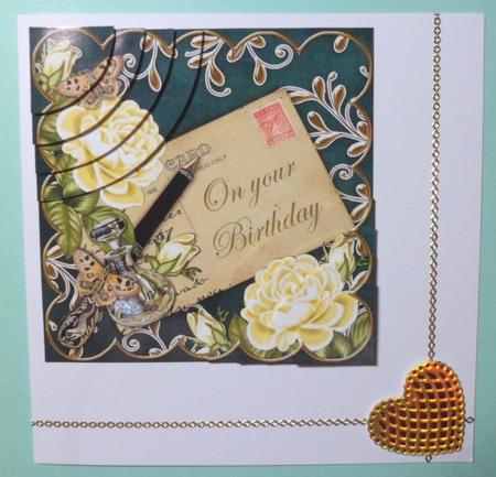 Lemon Rose Teal on Your Birthday 6in Duo Corner Stacker by Jean-Marie Penny