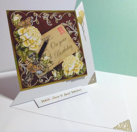 Lemon Roses Red on Your Birthday 6in Duo Corner Stacker by Jean-Marie Penny
