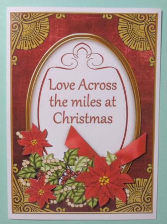 Red Poinsettia Across the Miles Oval 7x5in Step by Step by Jean-Marie Penny