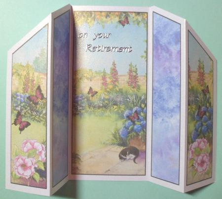 An English Country Garden with Butterflies Theatre Fold Card by Jean-Marie Penny