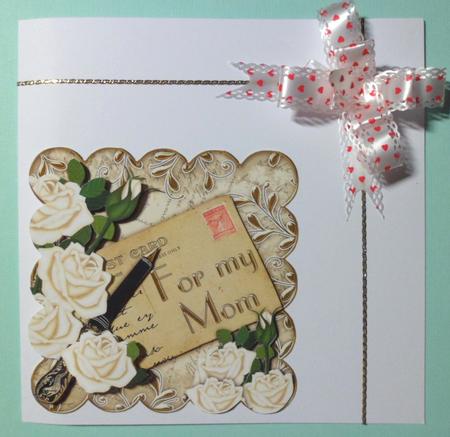 Cream Roses for My Mom Postcard Step by Step by Jean-Marie Penny